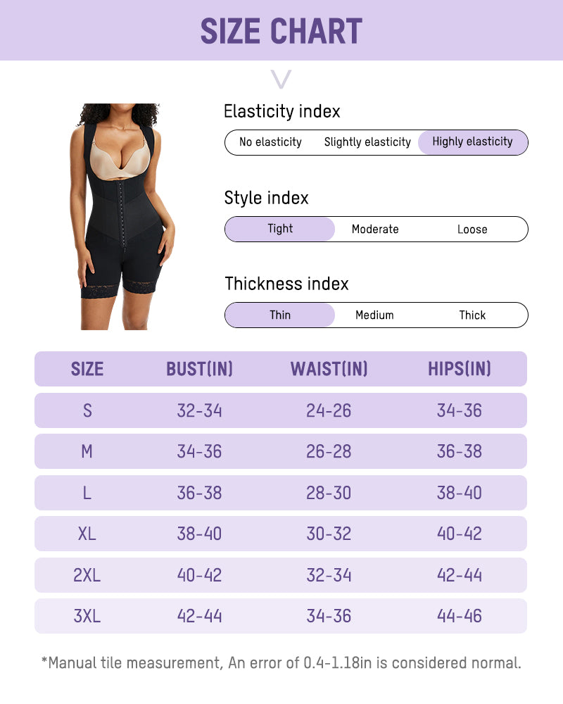 PowerMesh Double-Layer Open Bust Full Body Shaper