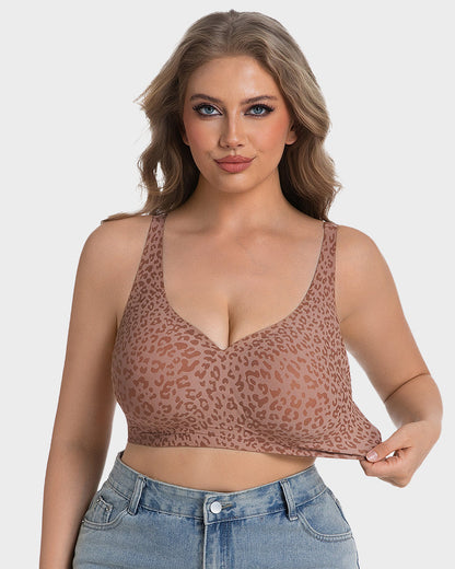 Wireless Leopard V-Neck Contour Bra
